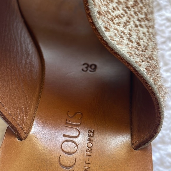 K. Jacques St. Tropez Animal Print Wedge Mules Wood Heel Size 9 (39) - Picture 10 of 13